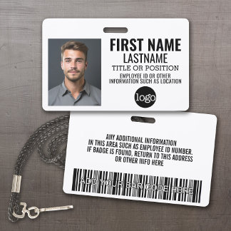 Custom Employee ID - Photo, Bar Code, Logo, Name ID Badge