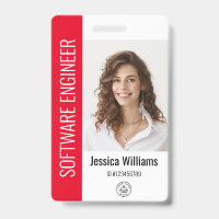 Custom Employee Large Photo, BarCode, Logo, Name