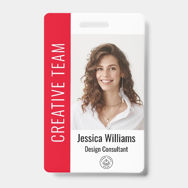 Custom Employee Large Photo, BarCode, Logo, Name   ID Badge (Front)