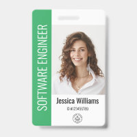 Custom Employee Large Photo, BarCode, Logo, Name
