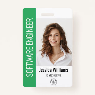 Custom Employee Large Photo, BarCode, Logo, Name ID Badge