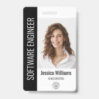 Custom Employee Large Photo, BarCode, Logo, Name
