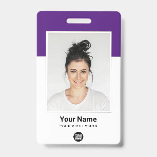 Custom Employee Large Photo Purple Logo Name ID Badge