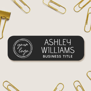 Custom Employee Logo Black White Magnetic or Pin Name Tag