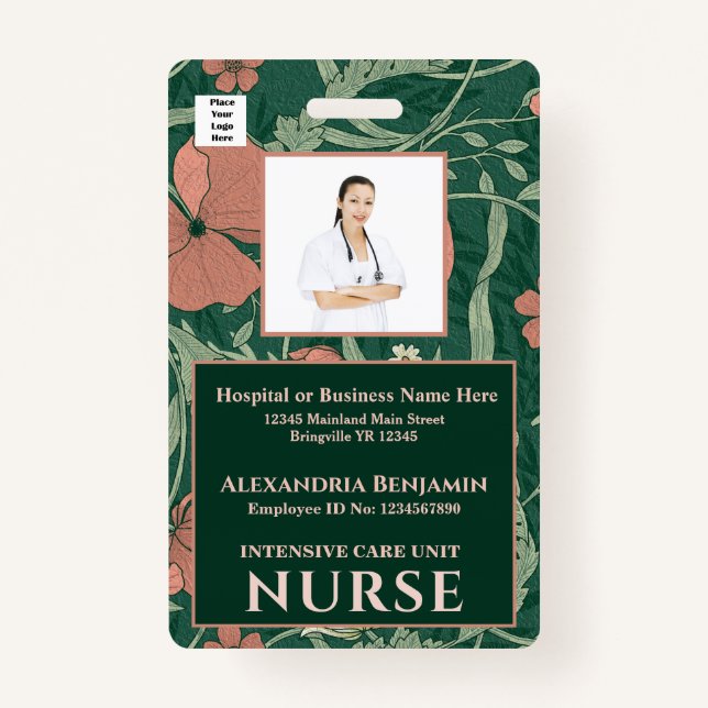 Custom Employee Logo ID Photo Bar Code Personalise ID Badge (Front)