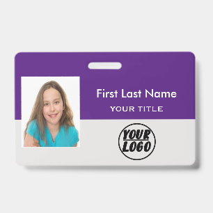 Custom Employee Logo & Photo & Bar Code name  ID Badge