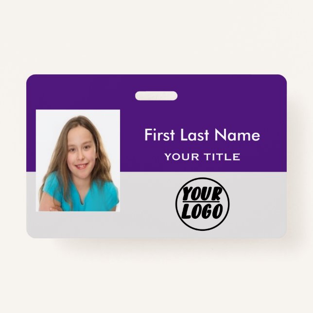 Custom Employee Logo & Photo & Bar Code name  ID Badge (Front)