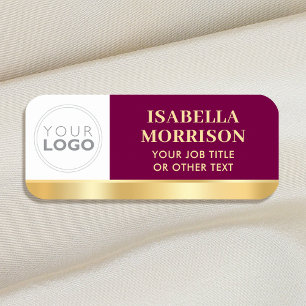 Custom Employee Logo Pink Gold Magnetic or Pin Name Tag