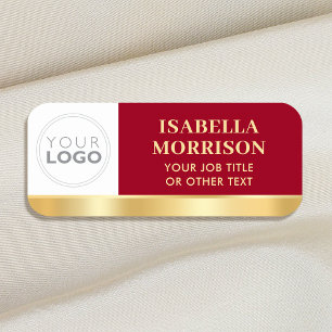 Custom Employee Logo Red Gold Magnetic or Pin Name Tag