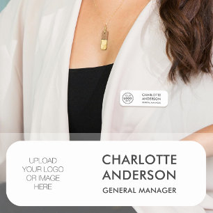 Custom Employee Logo White Magnetic or Pin Name Tag