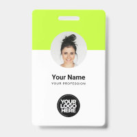 Custom Employee Modern ID Card Acid Green QR