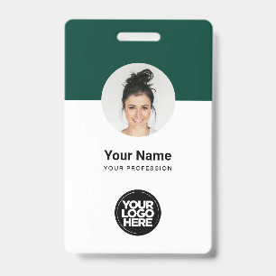 Custom Employee Modern ID Card Green QR Badge
