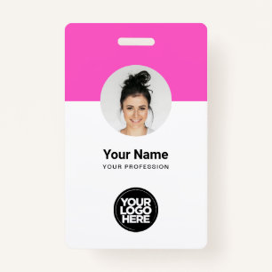 Custom Employee Modern ID Card Pink QR Badge ID Badge