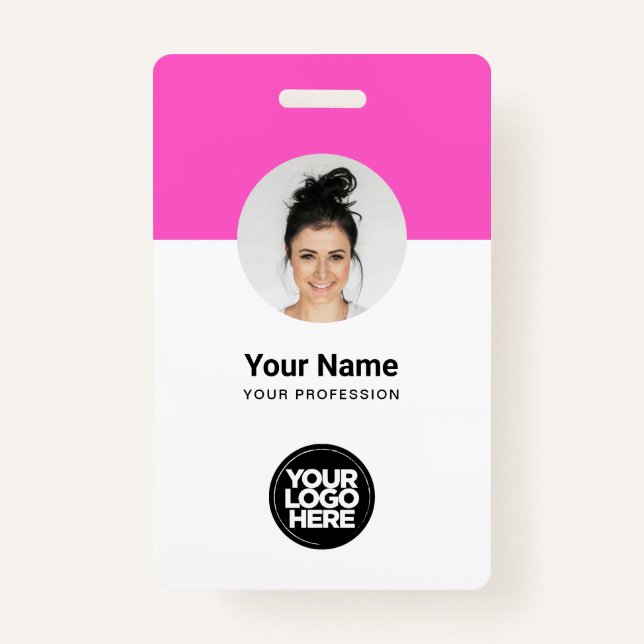Custom Employee Modern ID Card Pink QR Badge ID Badge (Front)
