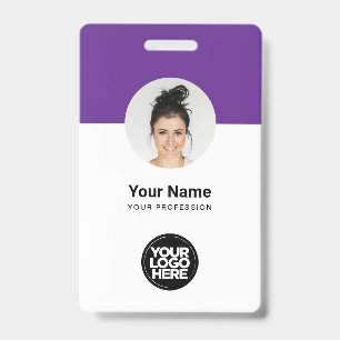 Custom Employee Modern ID Card purple QR Badge