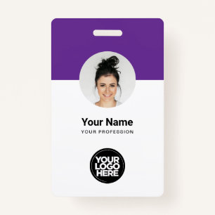 Custom Employee Modern ID Card Purple QR Badge ID Badge