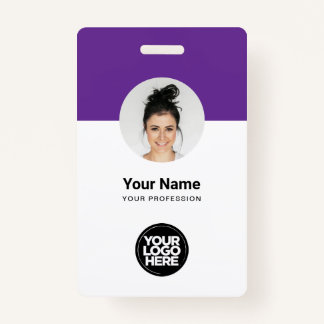 Custom Employee Modern ID Card Purple QR Badge ID Badge