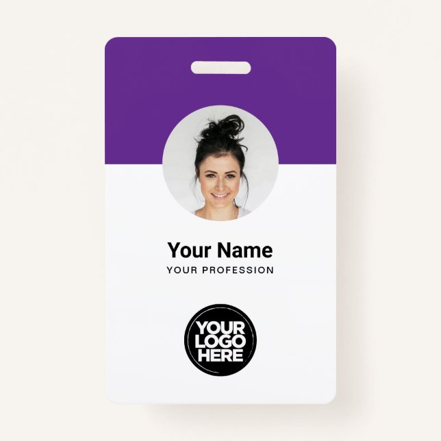 Custom Employee Modern ID Card Purple QR Badge ID Badge (Front)