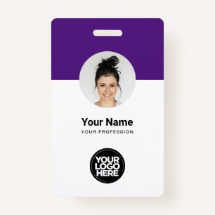Custom Employee Modern ID Card Purple QR Badge ID Badge