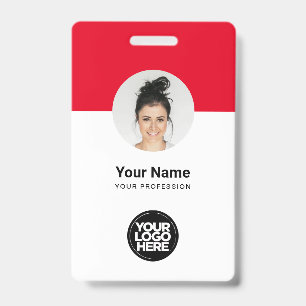 Custom Employee Modern ID Card Red QR Badge