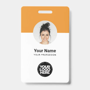 Custom Employee Modern ID Card Tangerine QR Badge