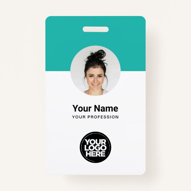 Custom Employee Modern ID Card Turquoise QR ID Badge (Front)
