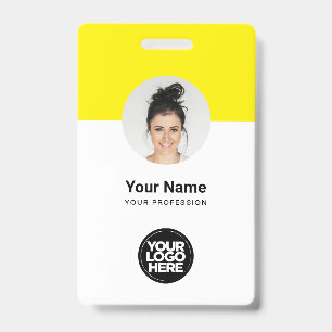 Custom Employee Modern ID Card Yellow QR Badge