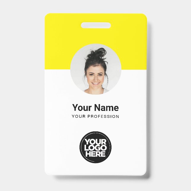 Custom Employee Modern ID Card Yellow QR Badge (Front)