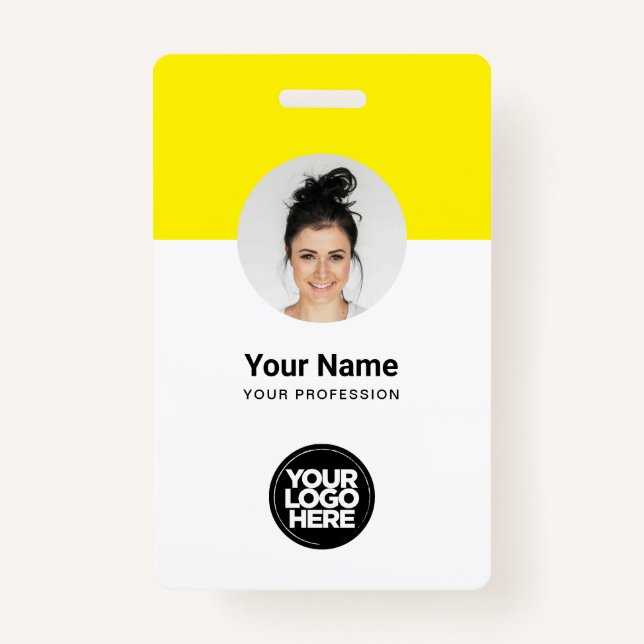 Custom Employee Modern ID Card Yellow QR Badge ID Badge (Front)