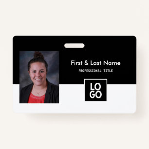 Custom Employee Name Badge Simple Minimal Black ID Badge