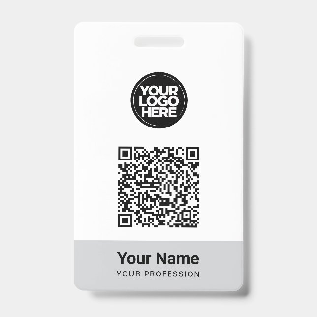 Custom Employee Name Business Logo Qr Code ID Badge (Front)