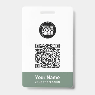 Custom Employee Name Business Logo Qr Code ID Badge