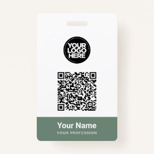 Custom Employee Name Business Logo Qr Code ID Badge