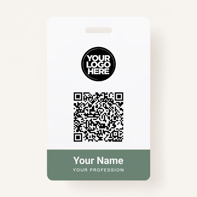 Custom Employee Name Business Logo Qr Code ID Badge (Front)