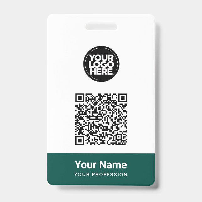 Custom Employee Name Business Logo Qr Code ID Badge (Front)