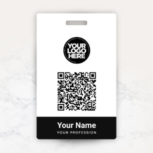 Custom Employee Name Business Logo Qr Code ID Badge