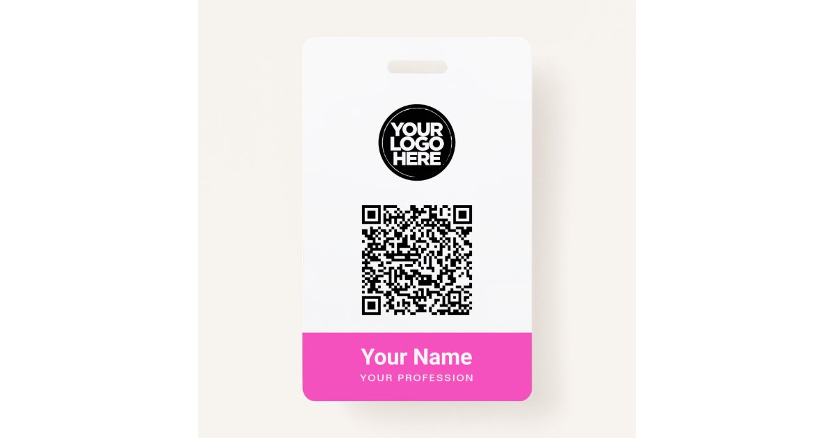 Custom Employee Name Business Logo Qr Code ID Badge | Zazzle