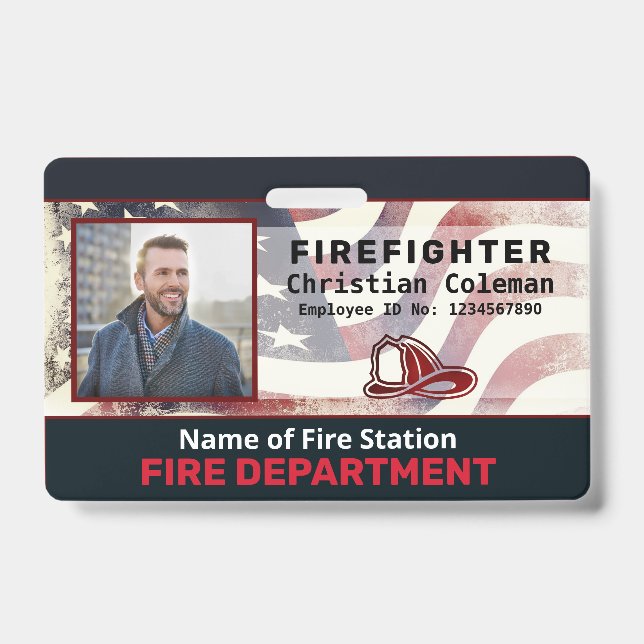 Custom Employee Name ID  Card Logo Bar Code Photo  Badge (Front)