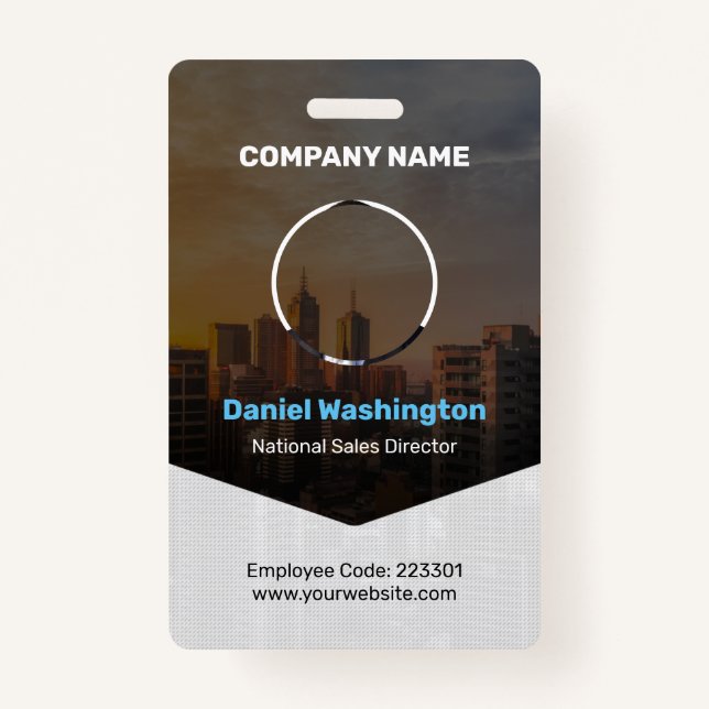 Custom Employee Name, Photo, Bar Code, Logo Badge ID Badge (Front)