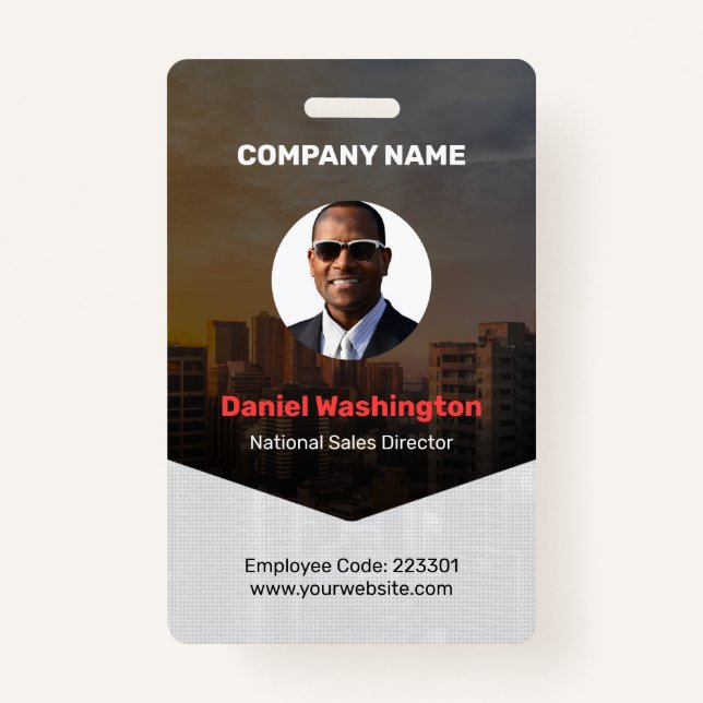 Custom Employee Name, Photo, Bar Code, Logo Badge ID Badge (Front)