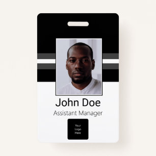 Custom Employee Name, Photo, Bar Code, Logo ID Badge
