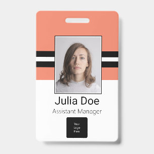 Custom Employee Name, Photo, Bar Code, Logo ID Badge