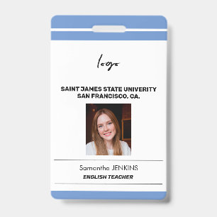 Custom employee name photo bare code template ID badge