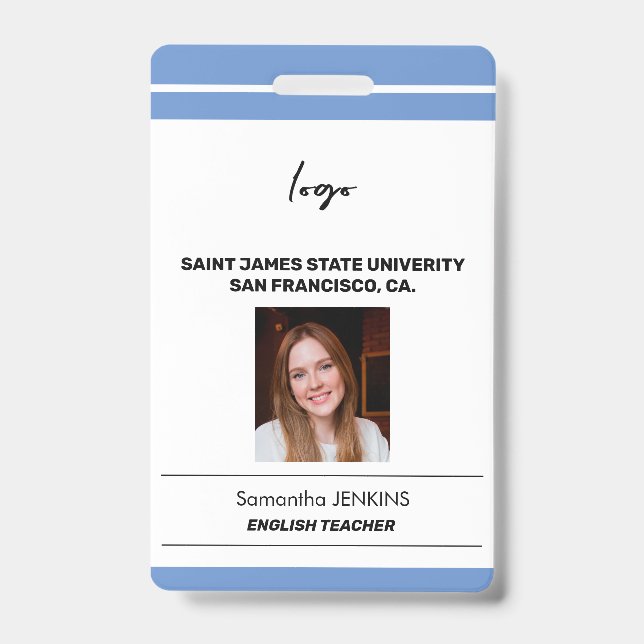 Custom employee name photo bare code template ID badge (Front)