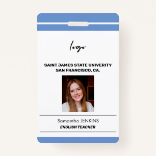 Custom employee name photo bare code template ID badge