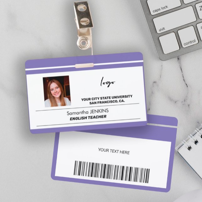 Custom employee name photo logo text bare code ID badge (Creator Uploaded)
