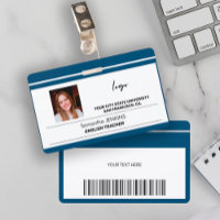 Custom employee name photo logo text bare code
