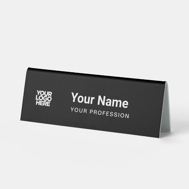 Custom Employee Name Table Tent with Logo (Front)