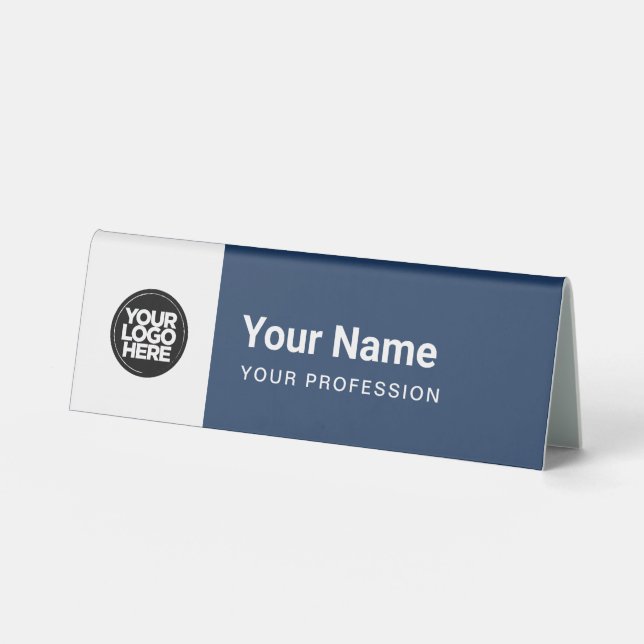 Custom Employee Name Table Tent with Logo (Front)