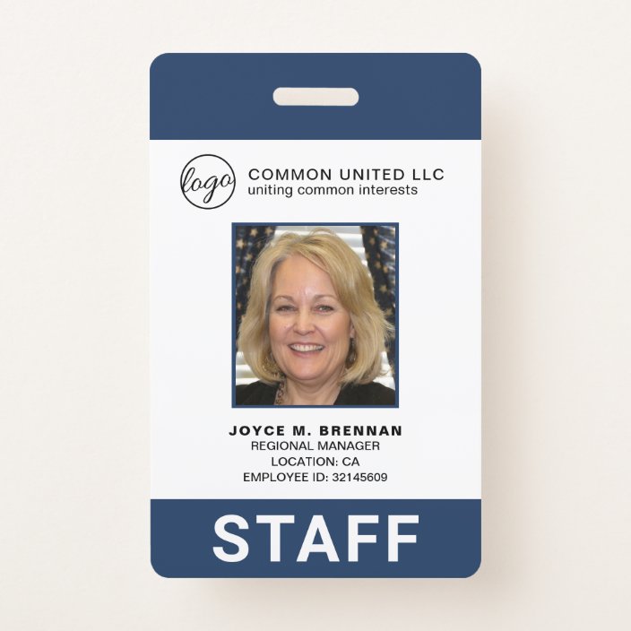 Custom Employee Navy Blue Logo Photo Id Id Badge Uk